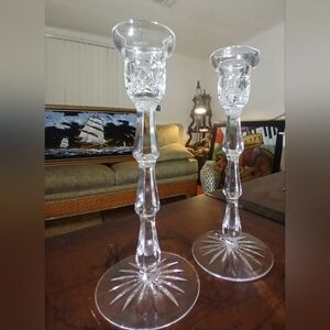 1980s  Elegant Waterford Cut Crystal Candlesticks- A Pair